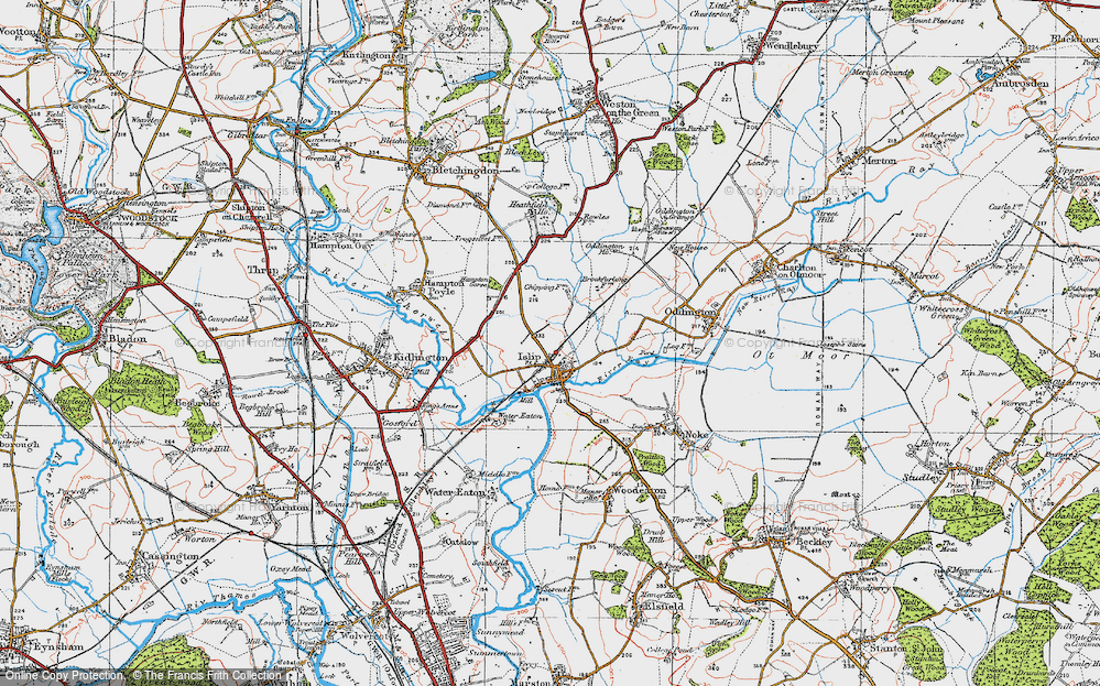 Old Map of Historic Map covering Oxfordshire in 1919