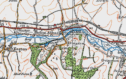 Old map of Itchen Abbas in 1919
