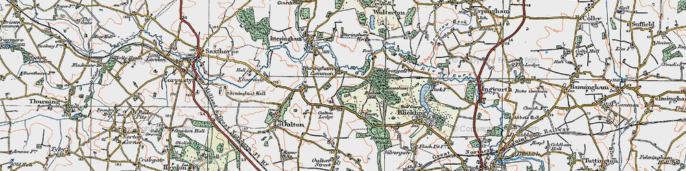 Old map of Itteringham Common in 1922
