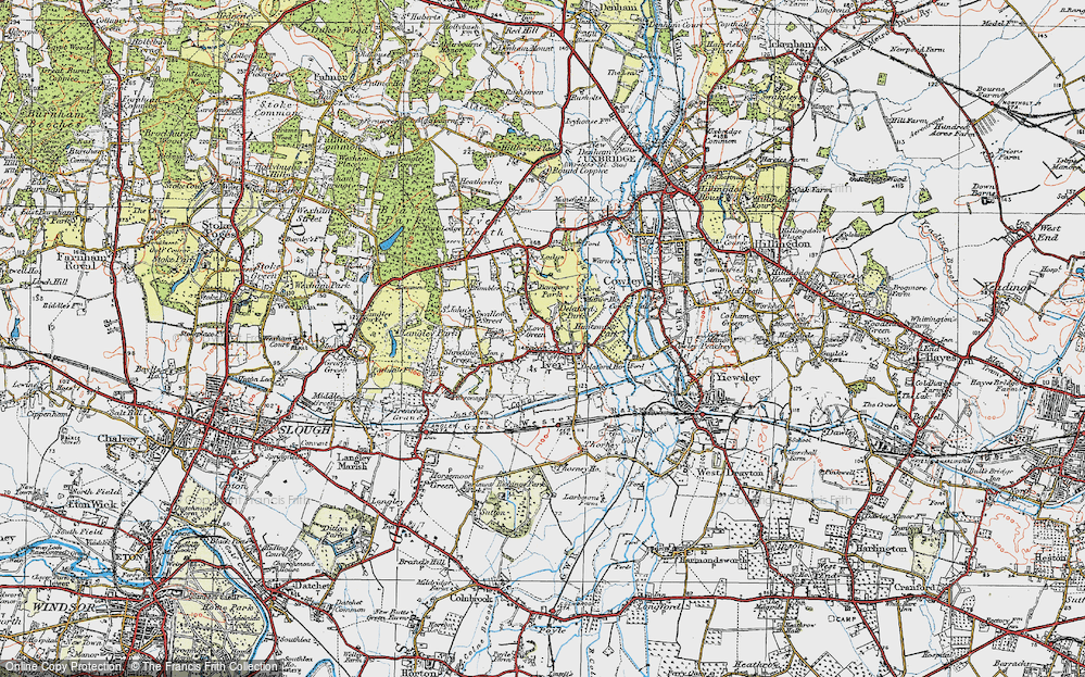 Old Map of Historic Map covering Moorwards in 1920