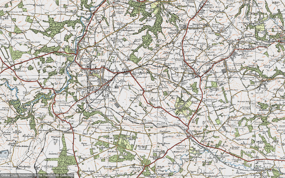 Old Map of Historic Map covering Woody Close in 1925