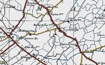 Old map of Brenzett Place in 1921