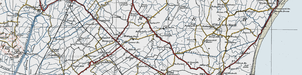 Old map of Brenzett Place in 1921