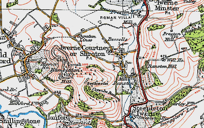 Old map of Iwerne Courtney in 1919