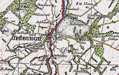Old map of Jedburgh in 1926