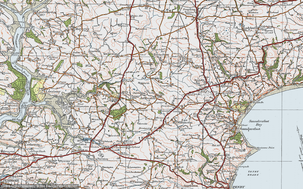 Old Map of Jeffreyston, 1922 in 1922