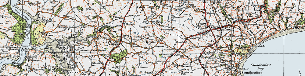 Old map of Jeffreyston in 1922