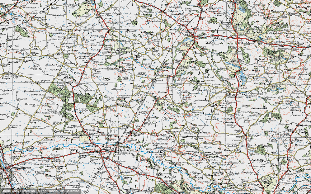 Old Map of Historic Map covering Bellmarsh Ho in 1923
