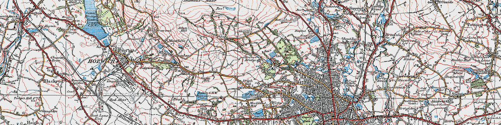 Old map of Johnson Fold in 1924