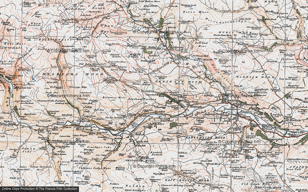 Old Map of Historic Map covering Barney Beck in 1925