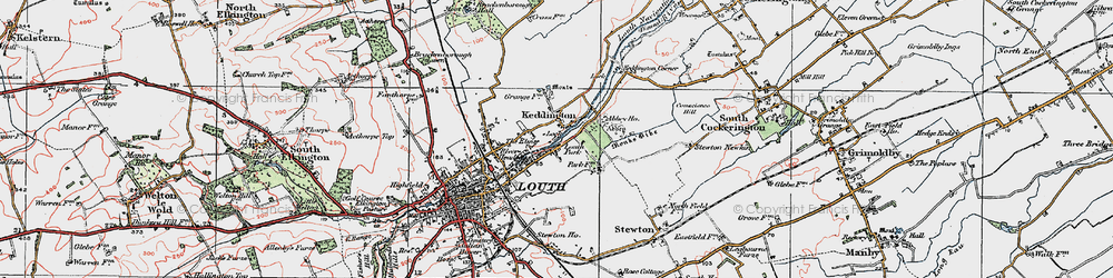 Old map of Keddington in 1923