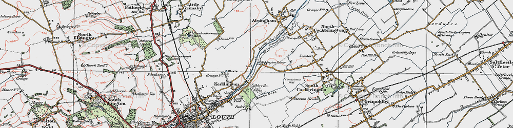 Old map of Keddington Corner in 1923