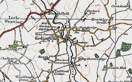 Old map of Kedington in 1920