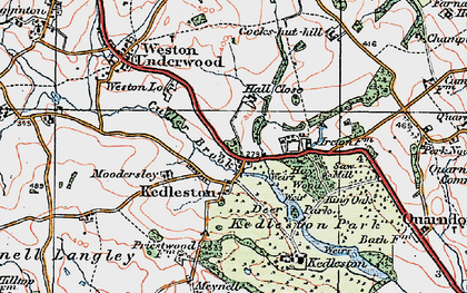 Old map of Kedleston in 1921