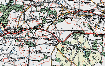 Old map of Keele in 1921