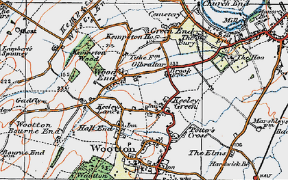 Old map of Keeley Green in 1919
