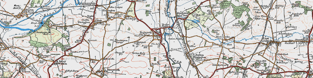 Old map of Kegworth in 1921