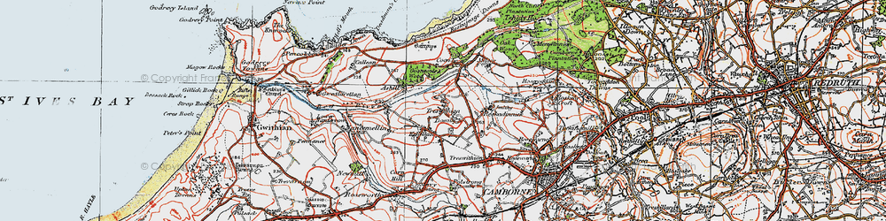 Old map of Kehelland in 1919