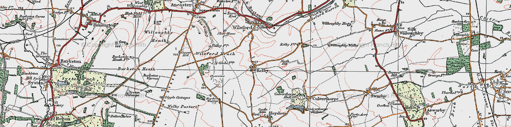 Old map of Kelby in 1922