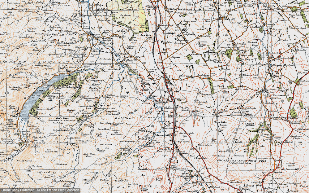 Old Map of Historic Map covering Brackenber Lo in 1925