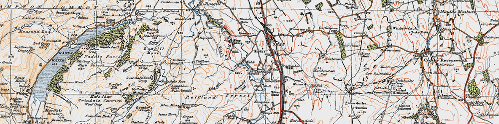 Old map of Wet Sleddale Reservoir in 1925
