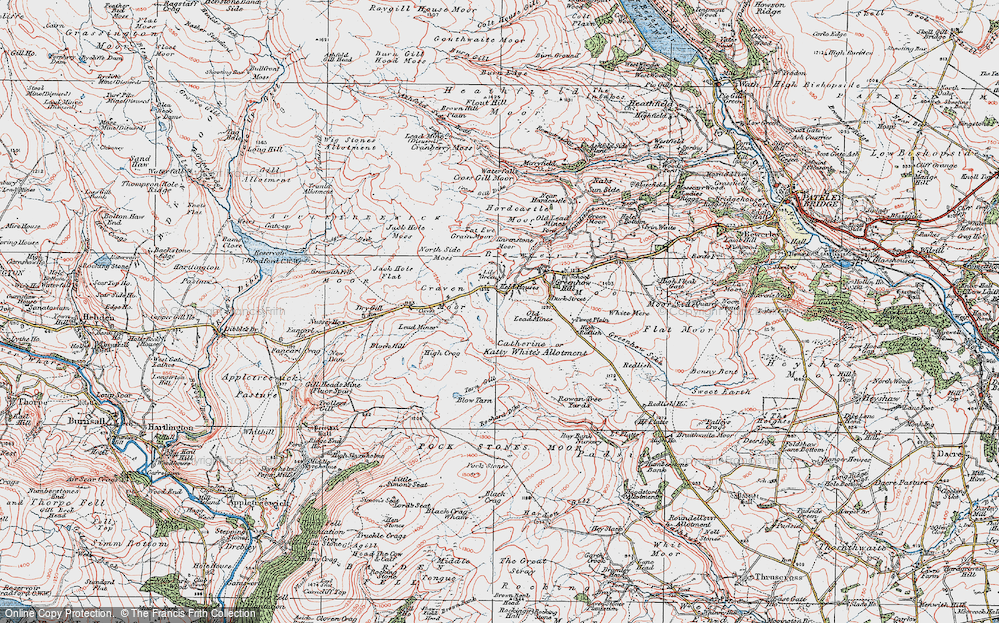 Old Map of Historic Map covering Black Hill in 1925