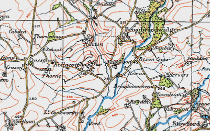 Old map of Kellacott in 1919
