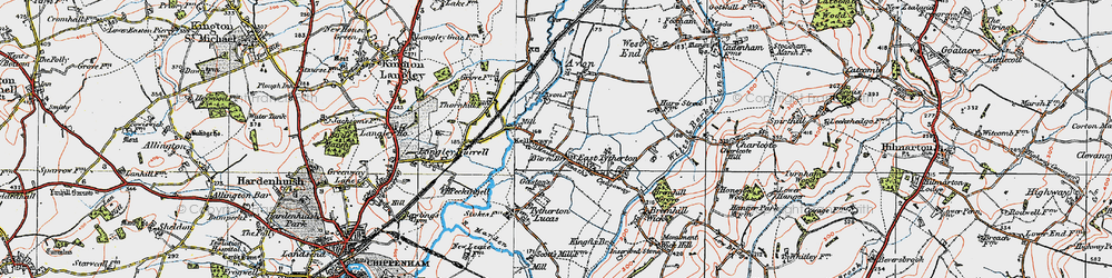 Old map of Kellaways in 1919