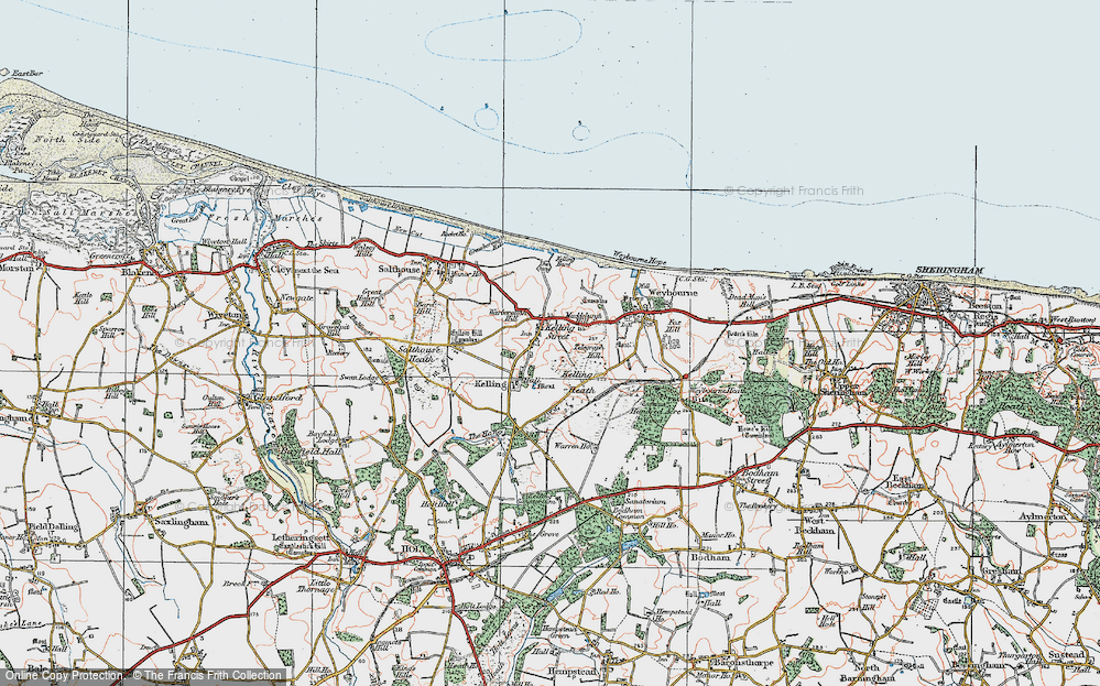 Old Map of Kelling, 1921 in 1921