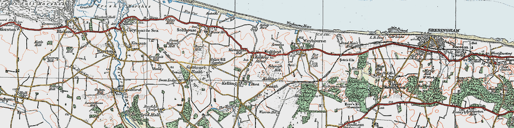 Old map of Kelling in 1921