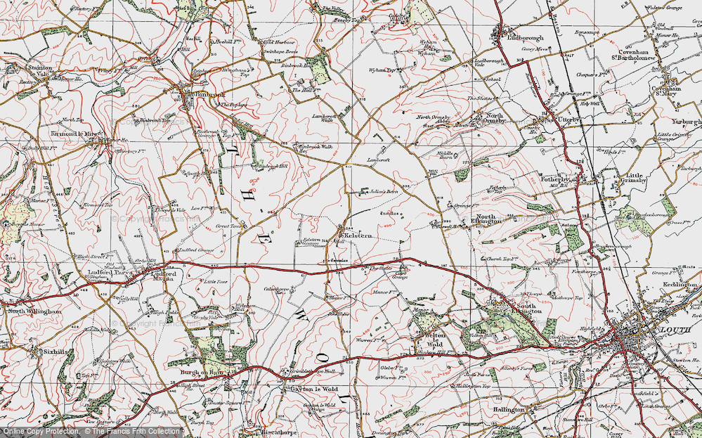 Old Map of Historic Map covering Calcethorpe Manor Fm in 1923