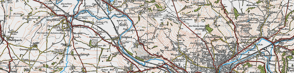 Old map of Kelston Round Hill in 1919