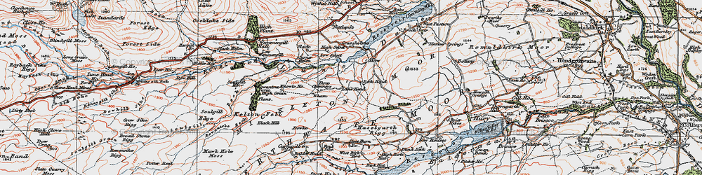 Old map of Balderhead Reservoir in 1925