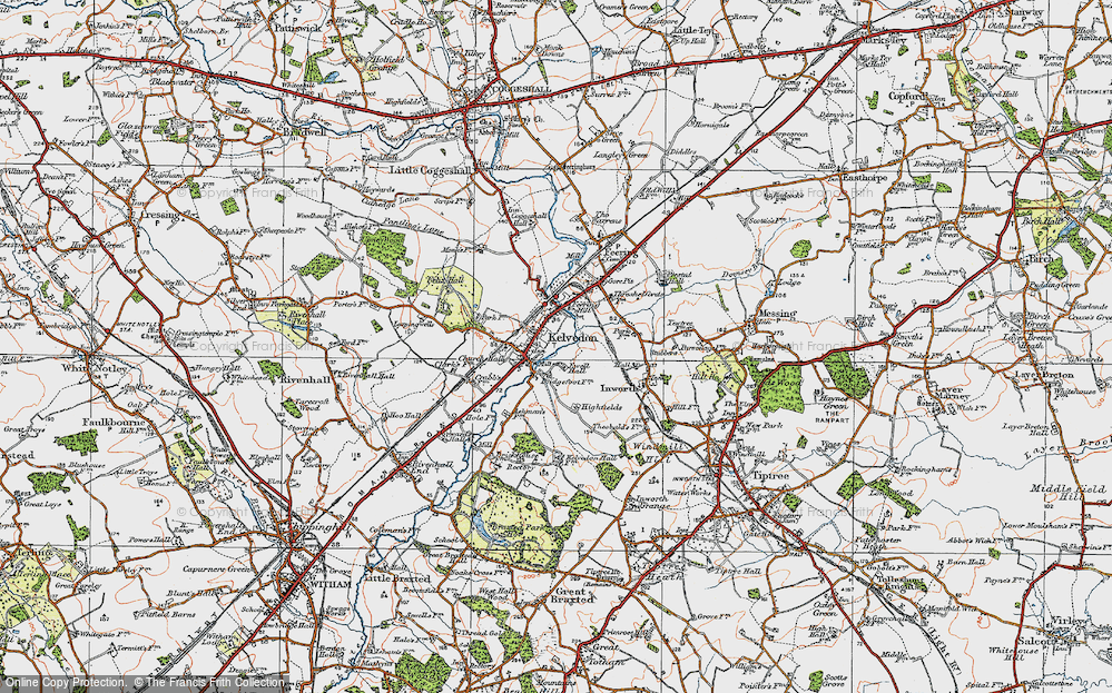 Old Map of Kelvedon, 1921 in 1921