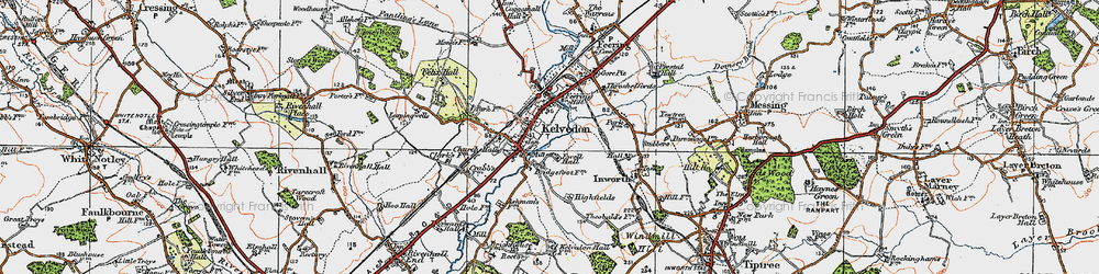 Old map of Kelvedon in 1921