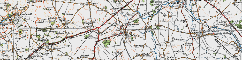 Old map of Kemble in 1919