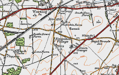 Old map of Kempshott in 1919