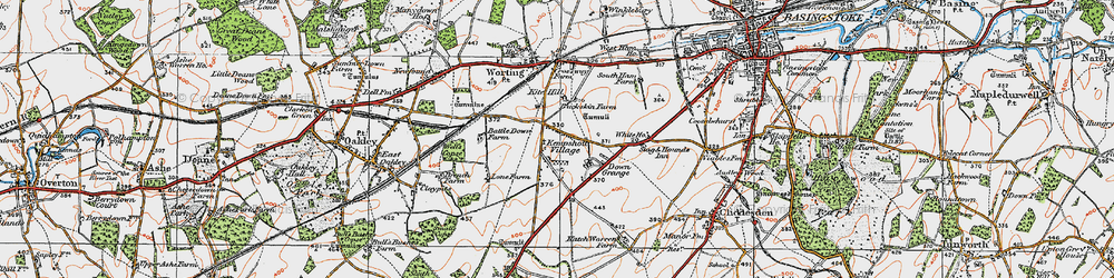 Old map of Kempshott in 1919