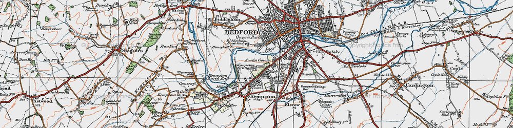 Old map of Kempston in 1919