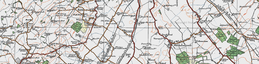 Old map of Kempston Hardwick in 1919