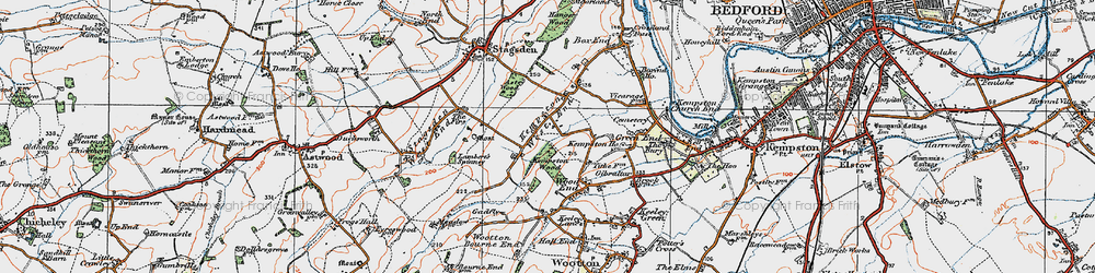 Old map of Kempston West End in 1919