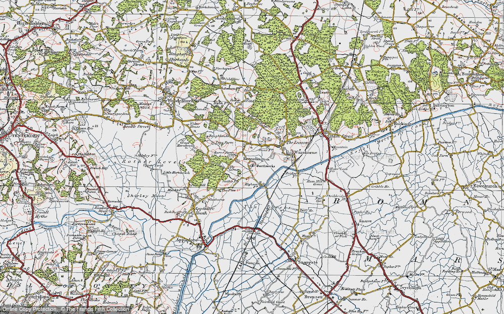 Old Map of Kenardington, 1921 in 1921