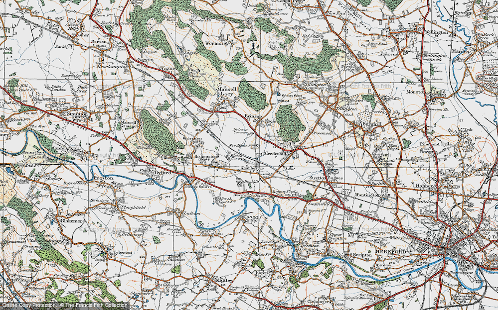 Old Map of Historic Map covering Bunshill in 1920