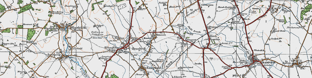 Old map of Kencot in 1919