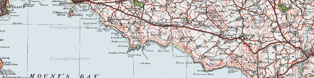 Old map of Kenneggy in 1919