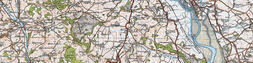 Old map of Kennford in 1919