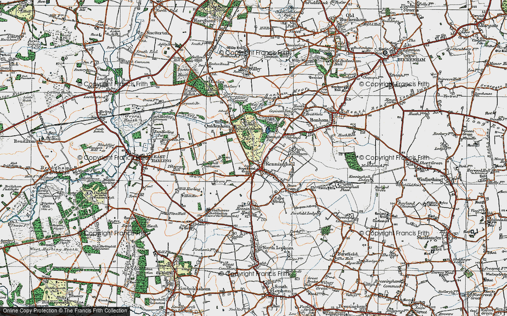 Old Map of Kenninghall, 1920 in 1920