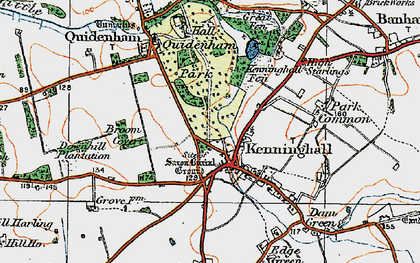 Old map of Kenninghall in 1920