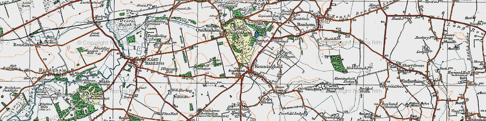 Old map of Kenninghall in 1920