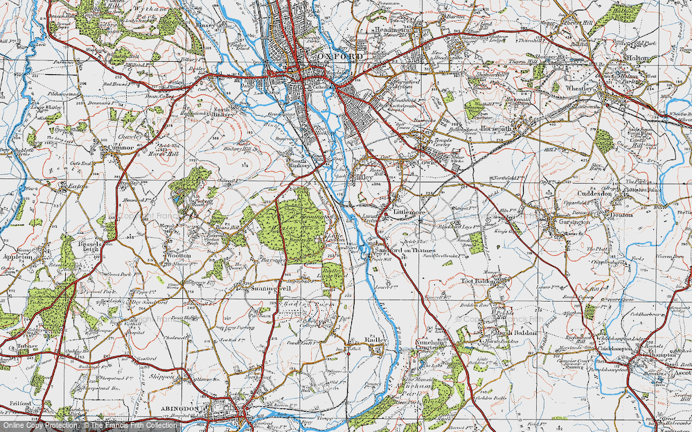 Old Map of Historic Map covering Bagley Wood in 1919